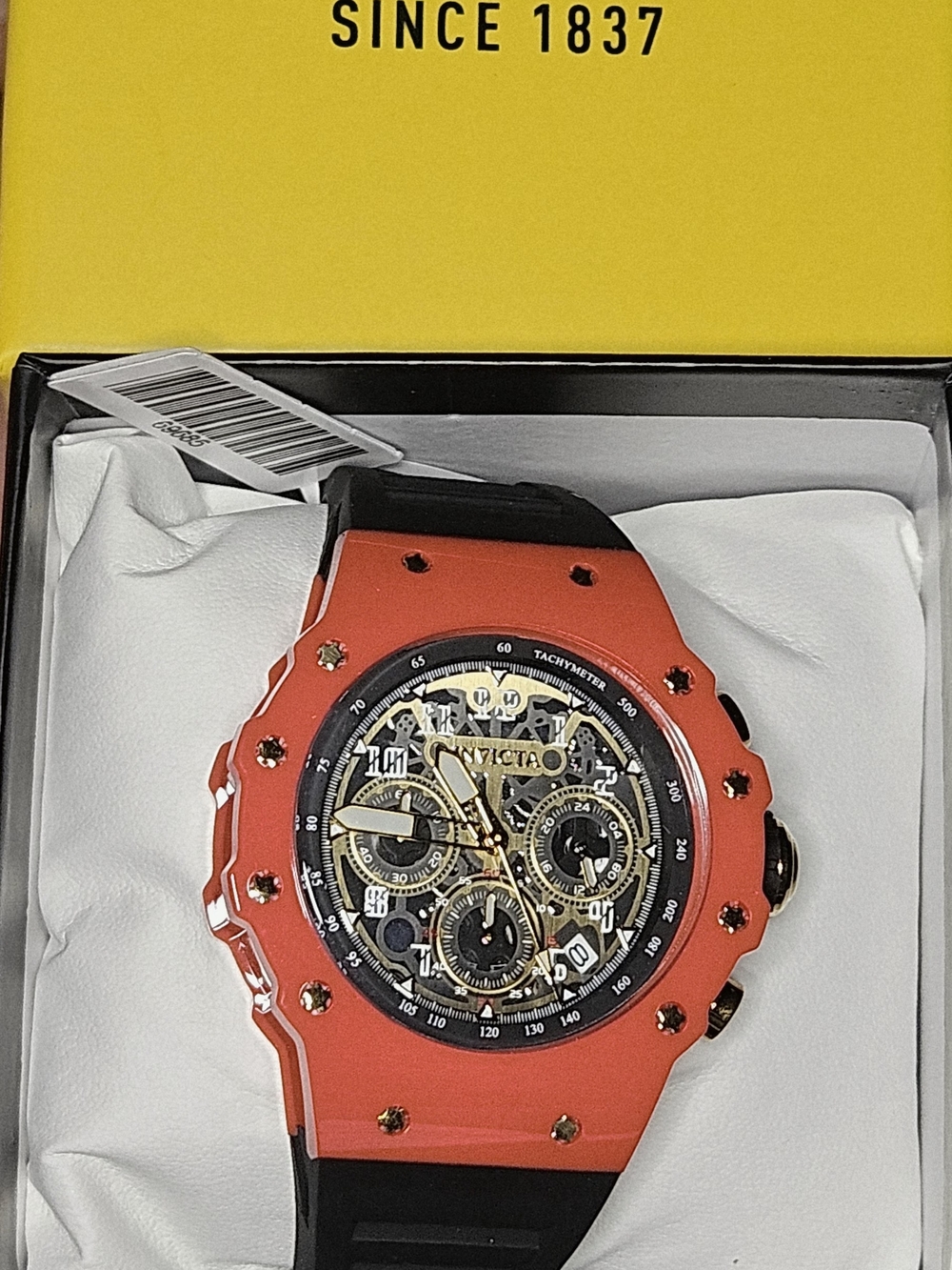 Invicta Racing Vaulthon Red Case Gold Skeleton Chronograph Watch